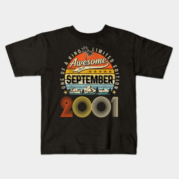 Awesome Since September 2001 Vintage 22nd Birthday Kids T-Shirt by Mhoon 